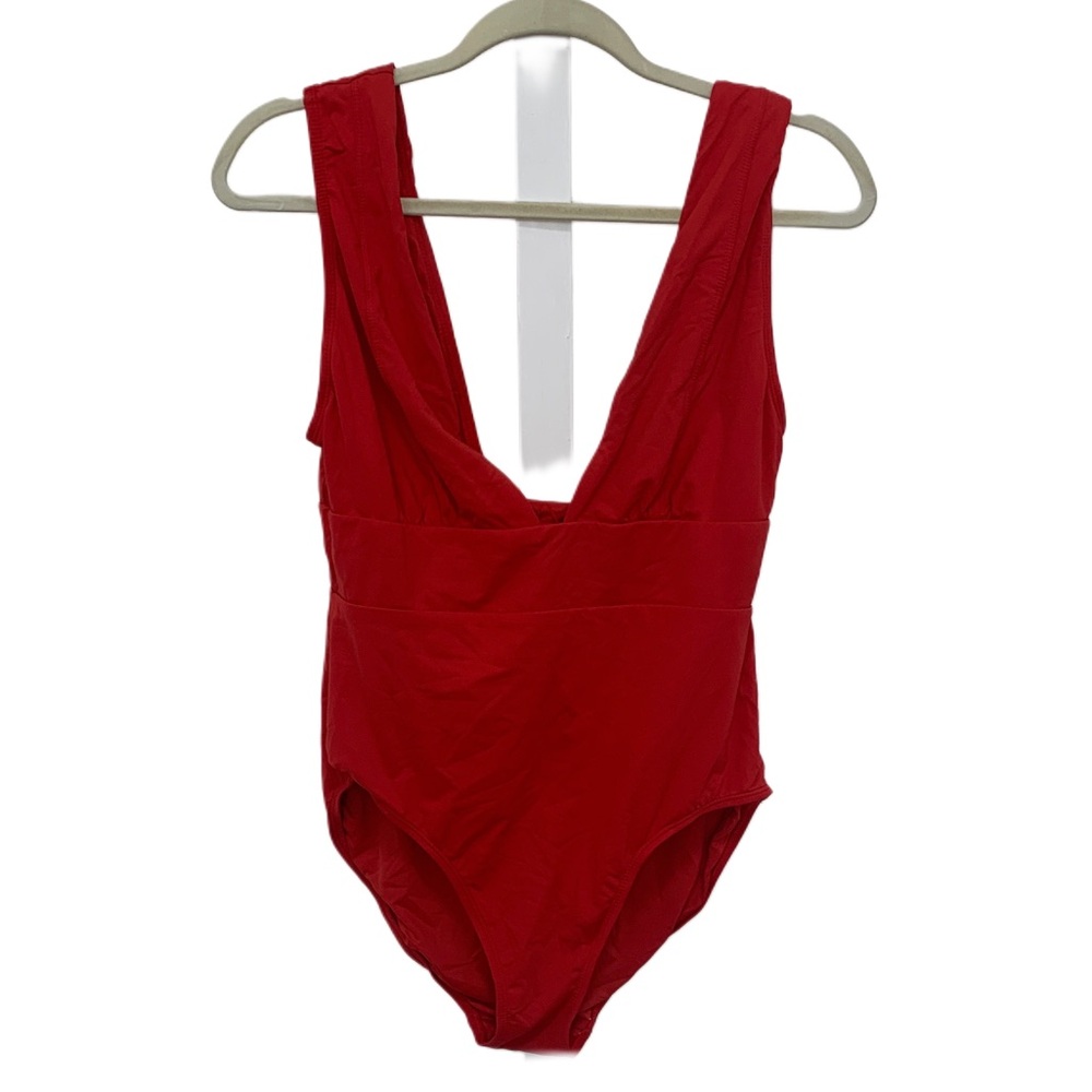 Andie Deep V One-Piece Swimsuit in Red